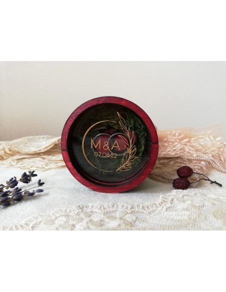 Round Ring Box | Personalized Wooden Wedding Box