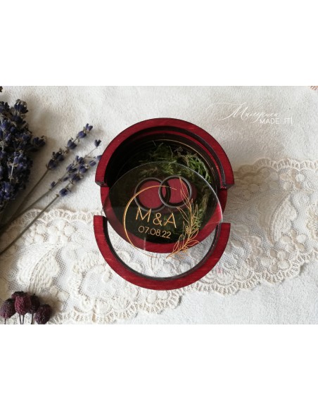 Round Ring Box | Personalized Wooden Wedding Box
