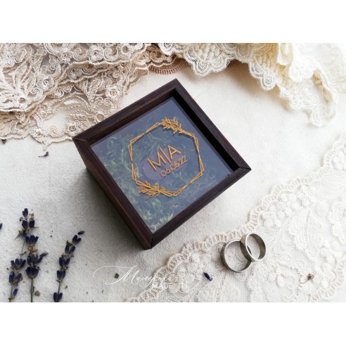 Handmade square wedding ring box