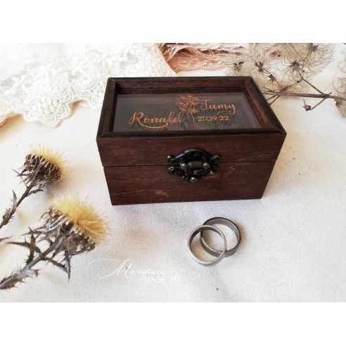 Personalized Rectangular Ring Box with Clear Lid
