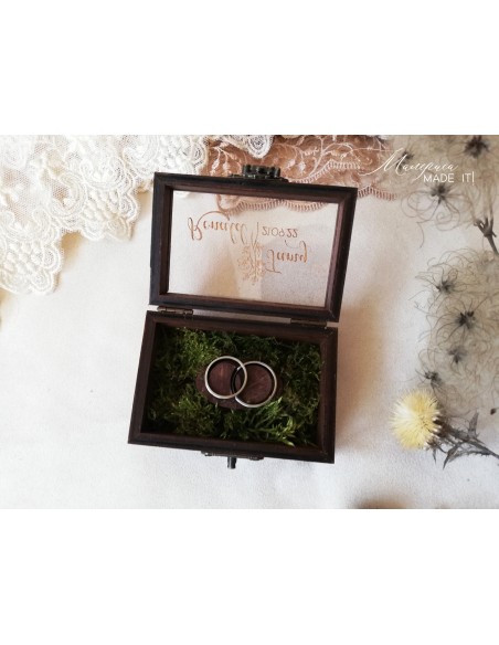 Rectangular Wedding Ring Box Made of Natural Wood