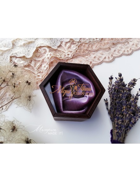 Engraved personalized wooden wedding ring box