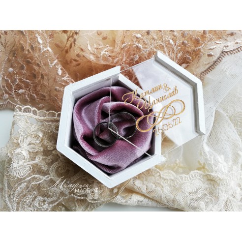 Handmade personalized ring box with engraving
