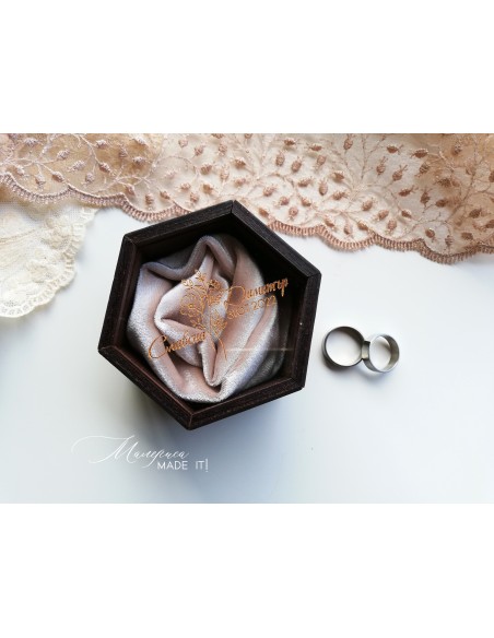 Personalized wooden ring box with a clear lid