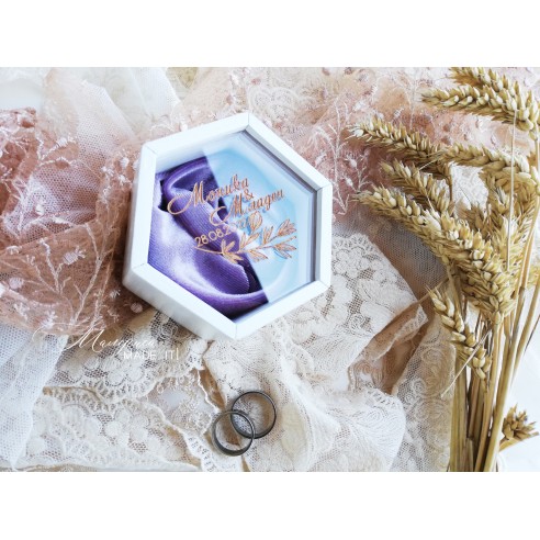 Wooden ring box with custom engraving and velvet lining