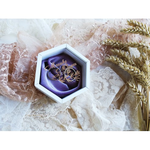 Wooden wedding ring box with a clear lid and silk velvet