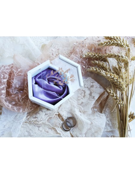 Engraved personalized ring box with a velvet insert