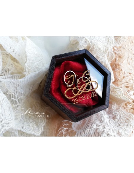 Hexagonal Velvet Ring Box | Personalized Wedding Box