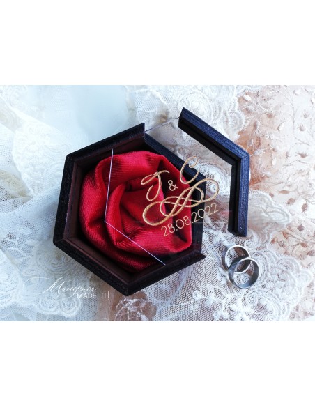Hexagonal Velvet Ring Box | Personalized Wedding Box