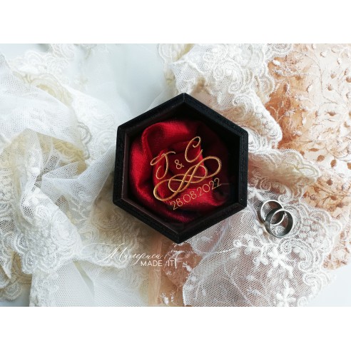Hexagonal Velvet Ring Box | Personalized Wedding Box
