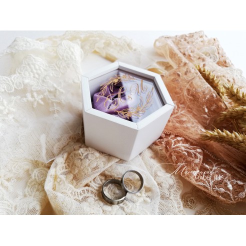 Hexagonal Velvet Ring Box | Personalized Wedding Box