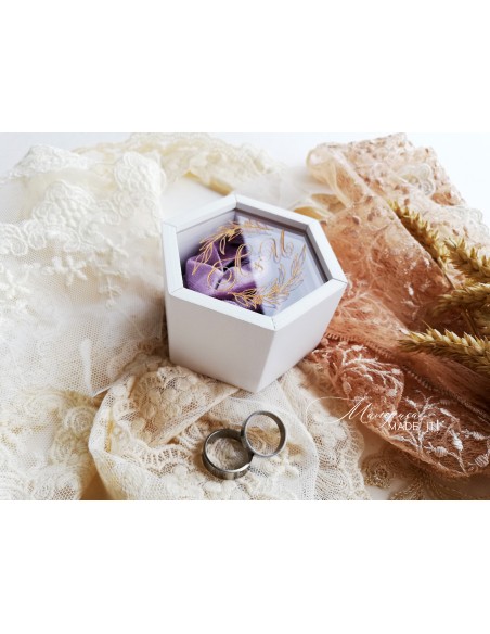 Hexagonal Velvet Ring Box | Personalized Wedding Box