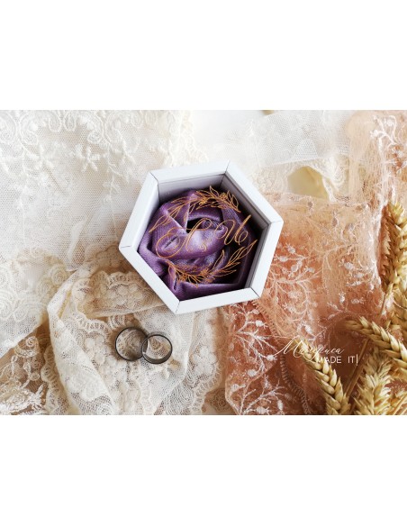 Hexagonal Velvet Ring Box | Personalized Wedding Box