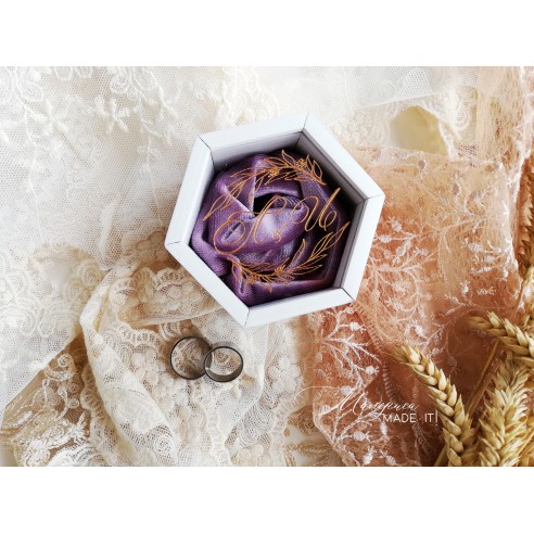 Hexagonal Velvet Ring Box | Personalized Wedding Box