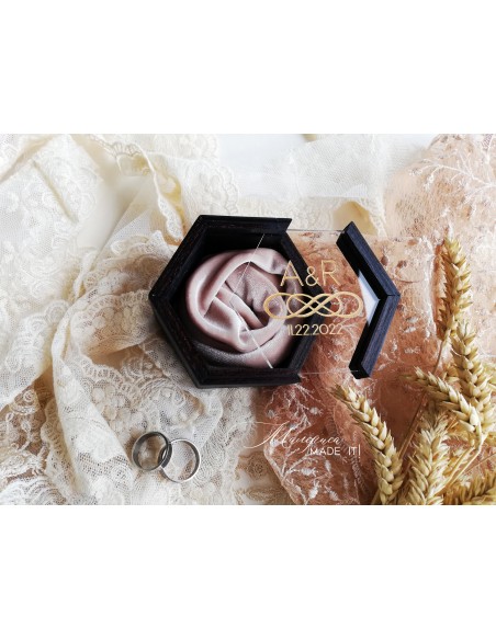 Hexagonal Velvet Ring Box | Personalized Wedding Box