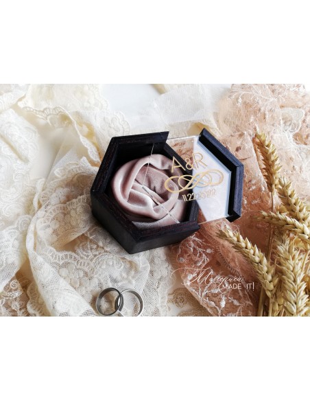 Hexagonal Velvet Ring Box | Personalized Wedding Box