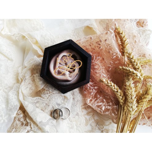 Hexagonal Velvet Ring Box | Personalized Wedding Box