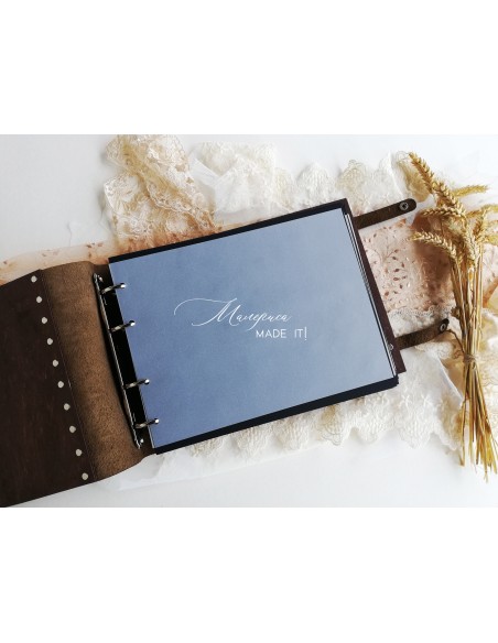 Personalized wedding photo album made of wood and genuine leather | Malerisa Made It