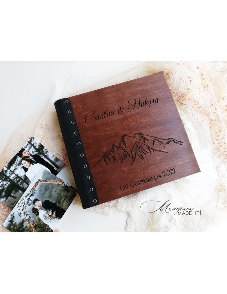 Luxury photo album made of wood and genuine leather | Personalization