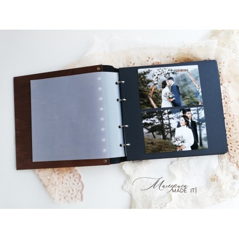 Luxury photo album made of wood and genuine leather | Personalization