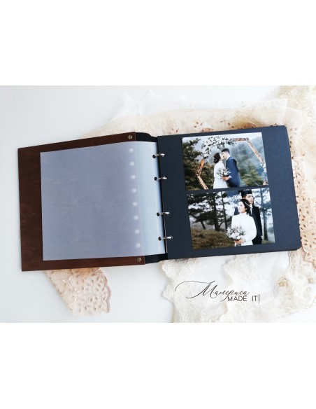 Luxury photo album made of wood and genuine leather | Personalization