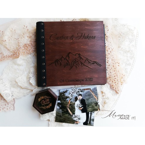 Luxury photo album made of wood and genuine leather | Personalization