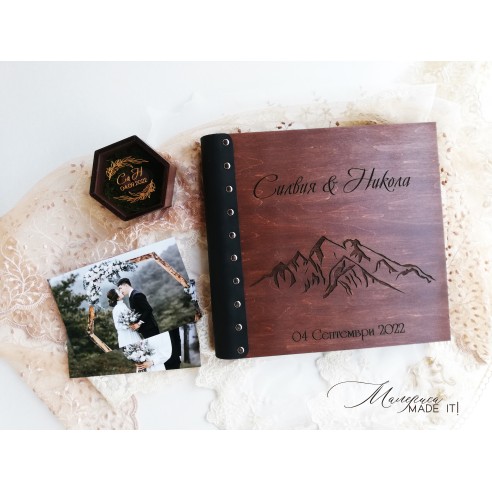 Luxury photo album made of wood and genuine leather | Personalization