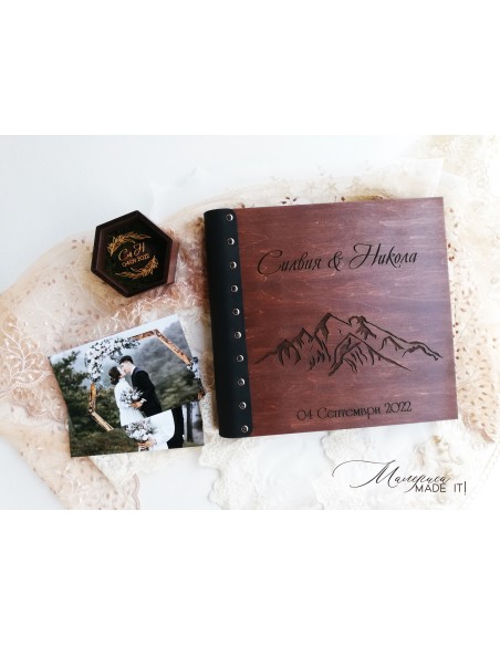 Luxury photo album made of wood and genuine leather | Personalization