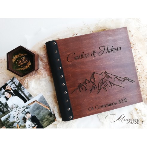 Luxury photo album made of wood and genuine leather | Personalization