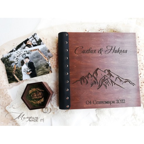 Luxury photo album made of wood and genuine leather | Personalization