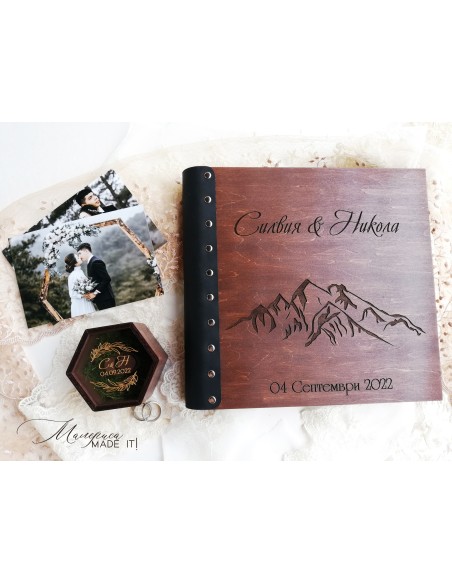 Luxury photo album made of wood and genuine leather | Personalization
