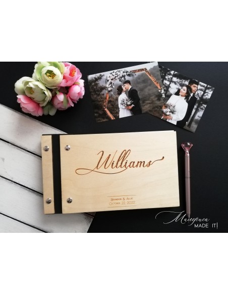 Handmade guestbook made of wood