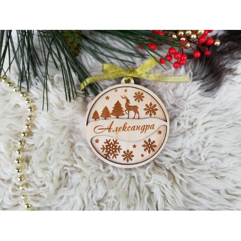 Wooden Christmas tree ornament