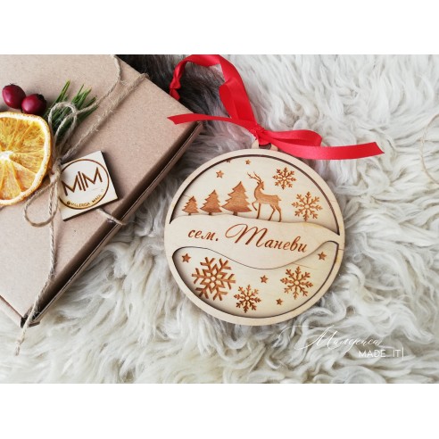 Wooden Christmas tree ornament