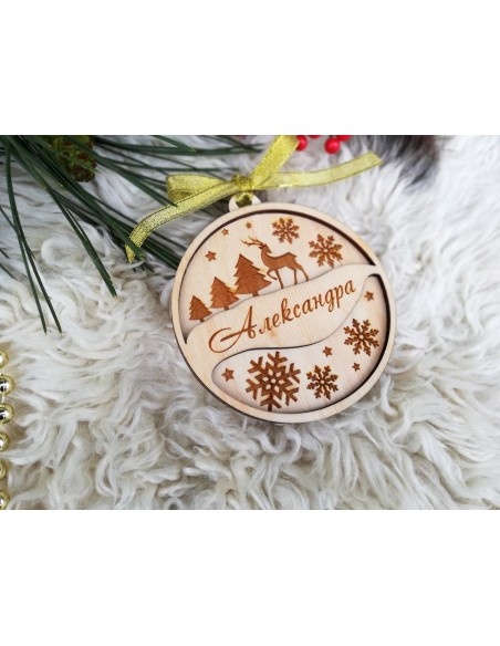 Wooden Christmas tree ornament