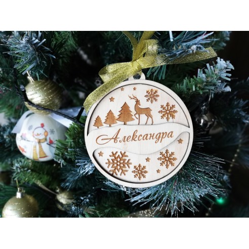Wooden Christmas tree ornament