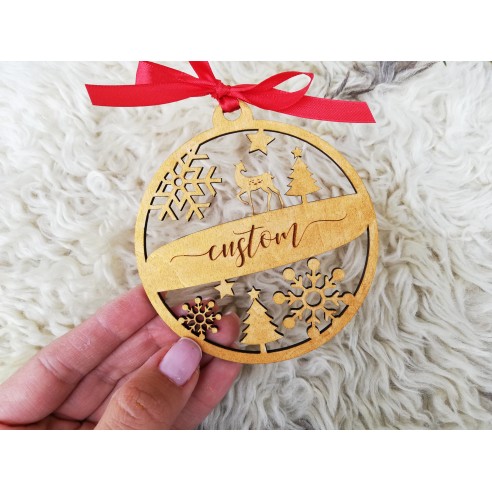 Personalized wooden Christmas tree ornament