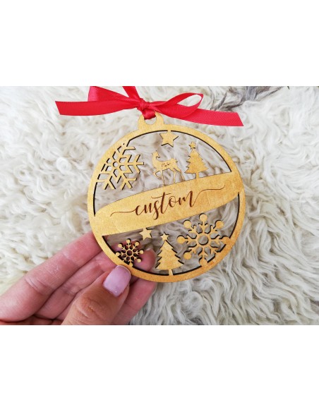 Personalized wooden Christmas tree ornament