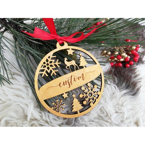 Personalized wooden Christmas tree ornament