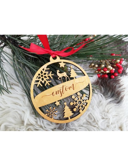 Personalized wooden Christmas tree ornament