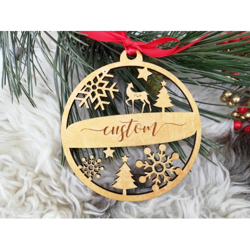 Personalized wooden Christmas tree ornament
