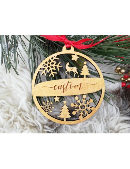 Personalized wooden Christmas tree ornament