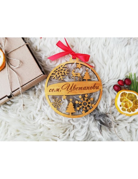 Personalized wooden Christmas tree ornament