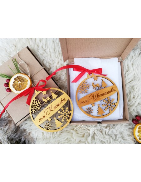 Personalized wooden Christmas tree ornament