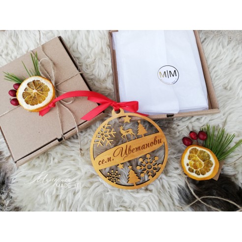 Personalized wooden Christmas tree ornament