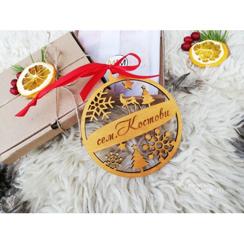 Personalized wooden Christmas tree ornament
