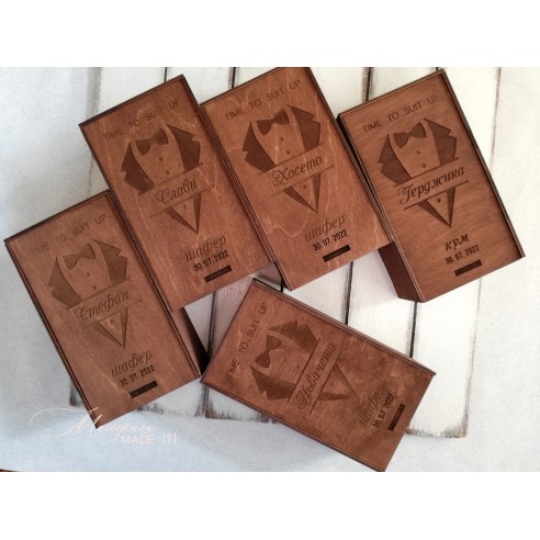 Personalized small wooden box invitation for groomsman or best man | Handmade gift
