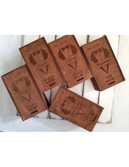 Personalized small wooden box invitation for groomsman or best man | Handmade gift