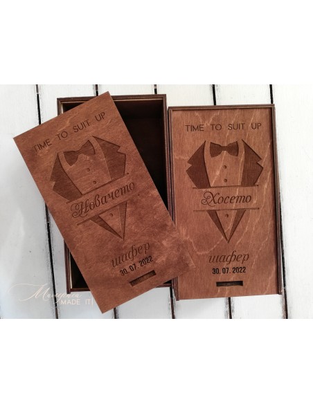 Personalized small wooden box invitation for groomsman or best man | Handmade gift