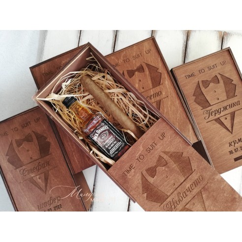 Personalized small wooden box invitation for groomsman or best man | Handmade gift